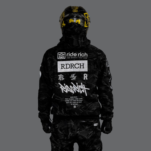 Ride Rich Regency Armoured GP Motorcycle Jacket - Black/Camo