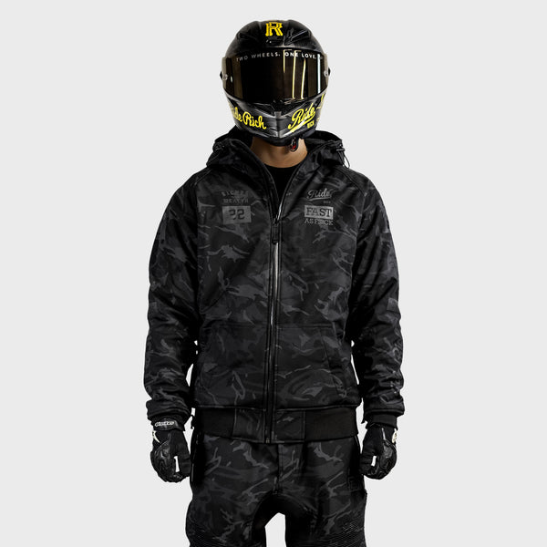Ride Rich Regency Armoured GP Motorcycle Jacket - Black/Camo