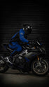 Ride Rich Regency V2 Flow Mesh Armoured GP Softshell Motorcycle Jacket - Blue Size: Small