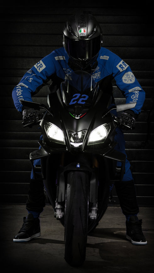 Ride Rich Regency V2 Flow Mesh Armoured GP Softshell Motorcycle Jacket - Blue Size: Small