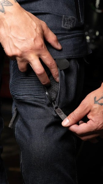 Ride Rich Unit 16 Armoured Denim Cargo Motorcycle Joggers - Raw Indigo