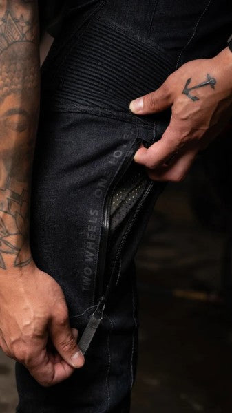 Ride Rich Unit 16 Armoured Denim Cargo Motorcycle Joggers - Raw Indigo