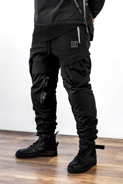Ride Rich Unit 16 Armoured Softshell Waterproof Cargo Motorcycle Joggers - Black - PRE ORDER