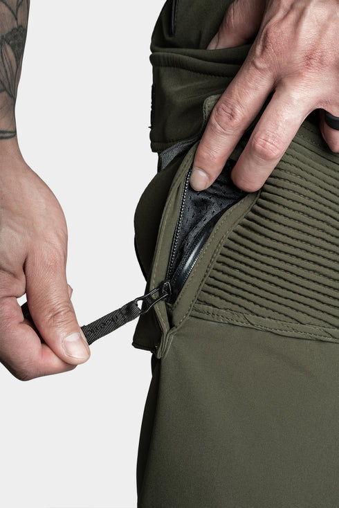 Ride Rich Unit 16 Armoured Motorcycle Joggers - Military Green