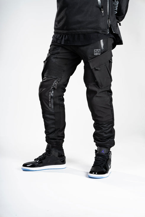 Ride Rich Unit 16 V2 Flow Mesh Armoured Motorcycle Joggers front view Black Size: Small