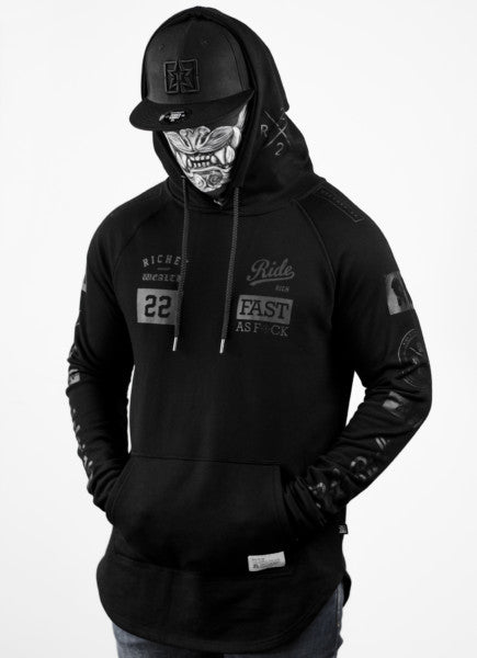 Ride Rich GP Scoop Motorcycle Hoodie - Black/Black