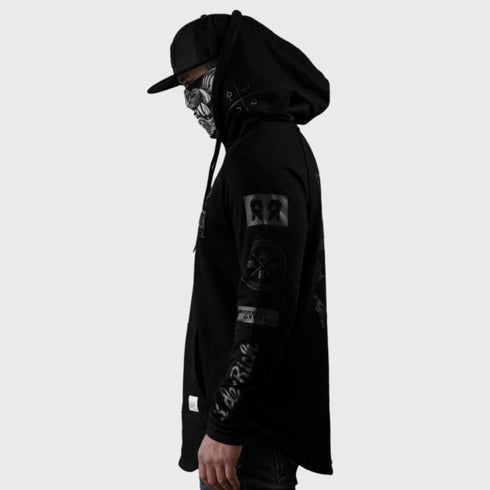 Ride Rich GP Scoop Motorcycle Hoodie - Black/Black