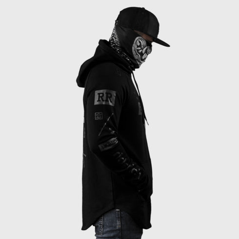 Ride Rich GP Scoop Motorcycle Hoodie - Black/Black