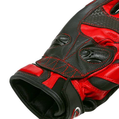 PB Dell Leather Motorcycle Gloves Knox SPS - Red