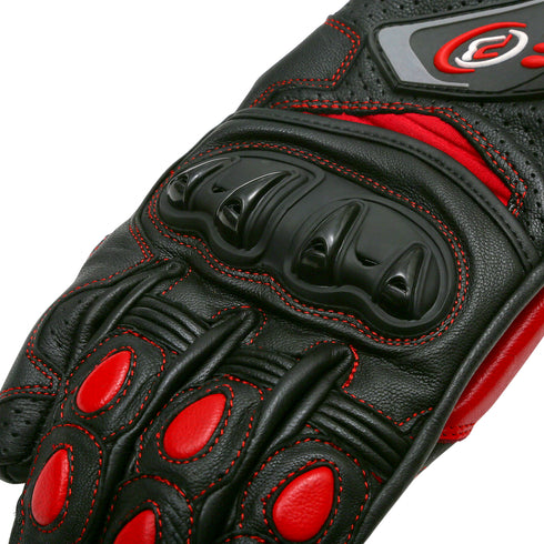 PB Dell Leather Motorcycle Gloves Knox SPS - Red