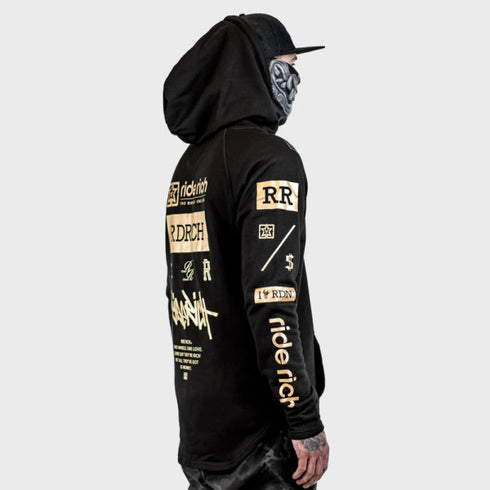 Ride Rich GP Scoop Motorcycle Hoodie - Gold