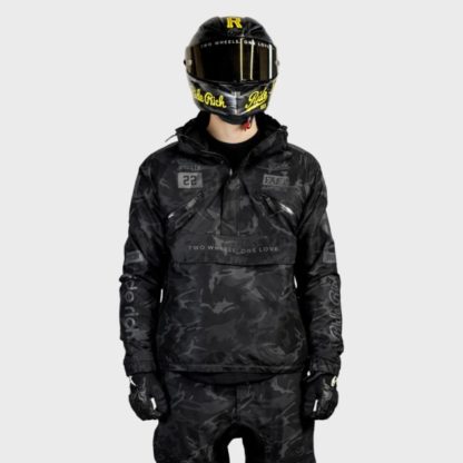 Ride Rich Concord Armoured GP Anorak Motorcycle Jacket Black / Camo