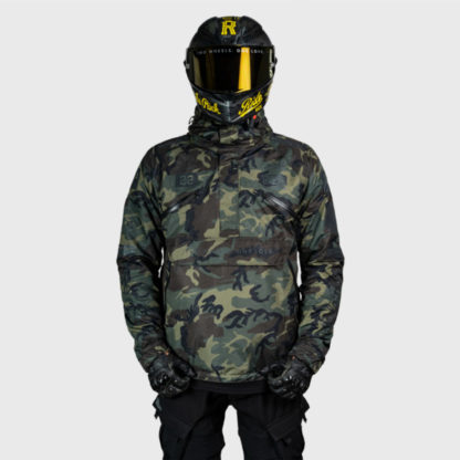 Ride Rich Concord Armoured GP Anorak Motorcycle Jacket Woodland Camo