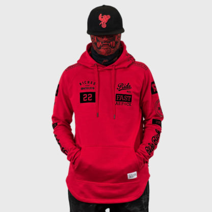 Ride Rich GP Scoop Motorcycle Hoodie Red