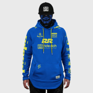 Ride Rich RR Racing Scoop Motorcycle Hoodie Blue/Yellow