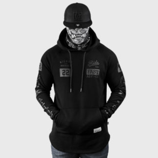 Ride Rich GP Scoop Motorcycle Hoodie Black/Black